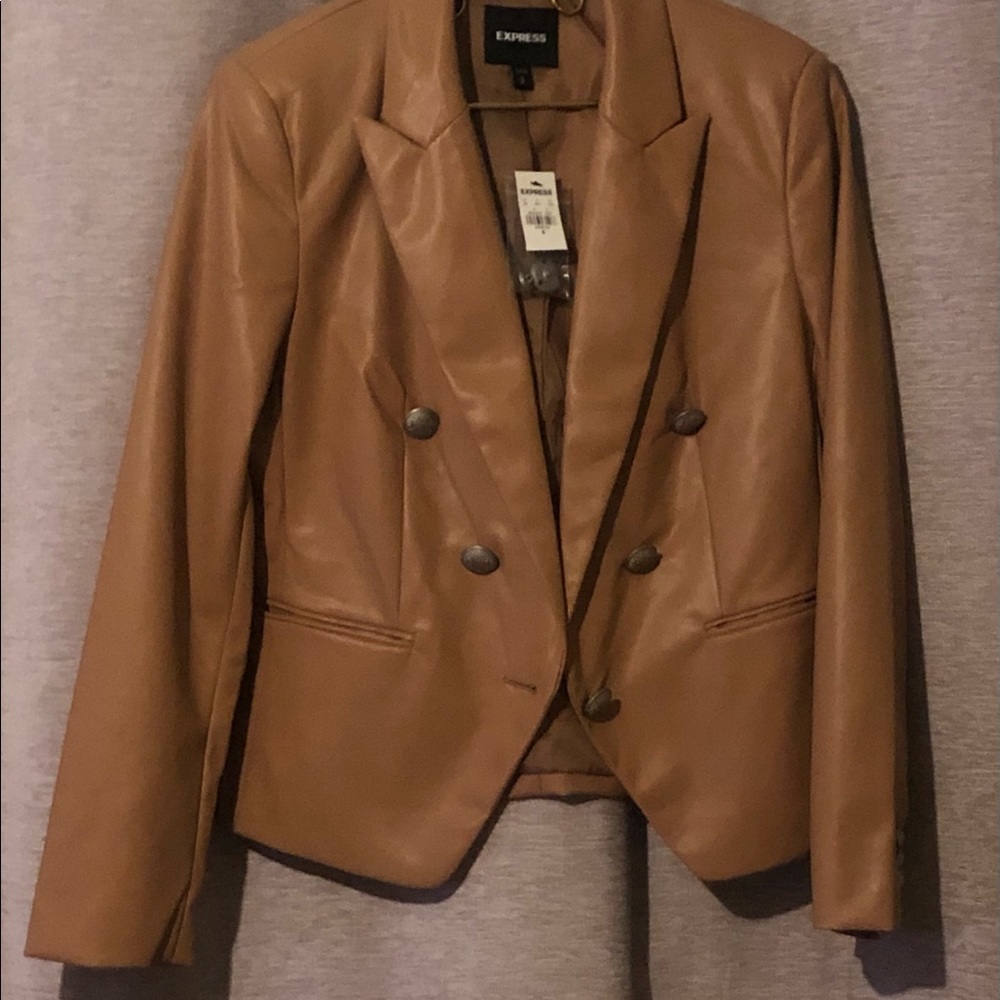 Express Vegan Leather Double Breasted Jacket NWT M
